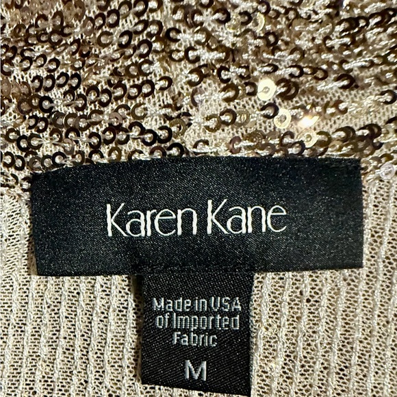 KAREN KANE HOLIDAY Metallic Gold Sequin Duster, M - Picture 5 of 11